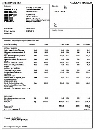pokládka vinylové podlahy ceník